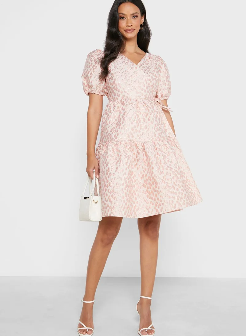 YAS Puff Sleeve Wrap Dress