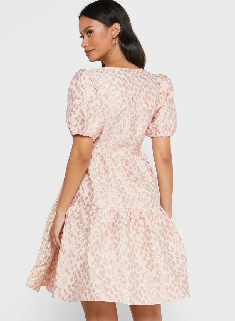 YAS Puff Sleeve Wrap Dress