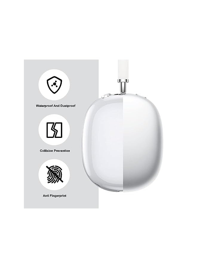Goodern Compatible For Air Pods Max Case Cover Silicone Transparent Protective Sleeve Waterproof Headphones Case Cover Air Pods Max Accessories Clear Soft Skin For Air Pod Max Durable Shell Clear - Image 2