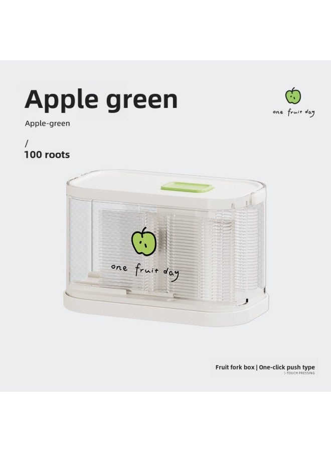 Disposable Fruit Fork Canned Portable Storage Household Cake Snack Sign Special Transparent Small Fork Food Grade-Color:Apple Green  - Image 1