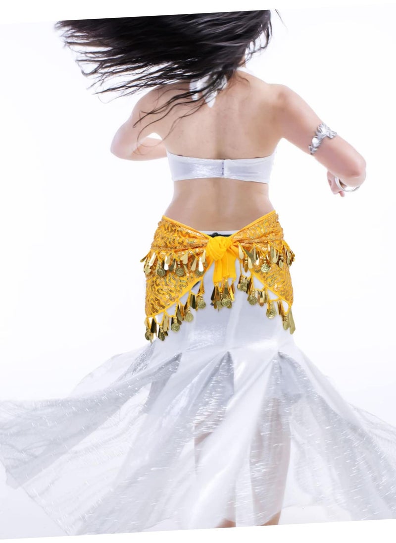 Generic - Women's Gold Belly Dance Hip Scarf with Coins - Chiffon Belly Dancing Belt for Latin Zumba Yoga - Image 1