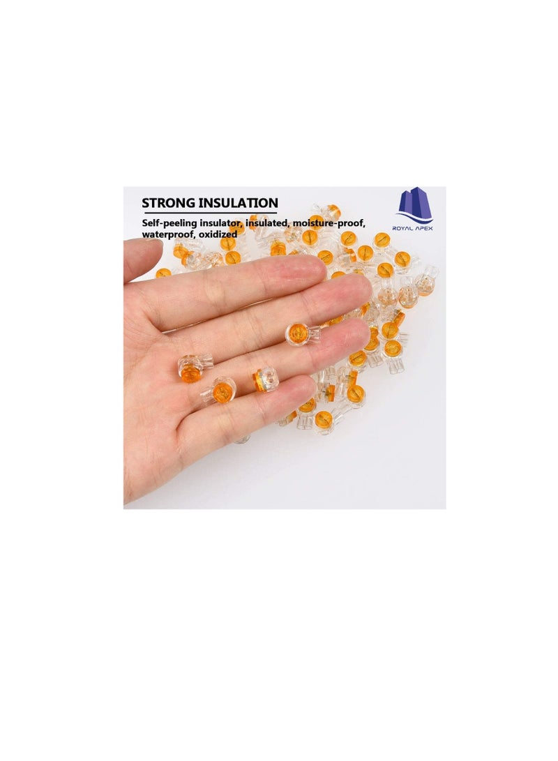 UY Wire Connector, Waterproof Gel-Filled Orange Clear Button Telephone Wire Connectors UY Butt Splice Connector & Network Cable Terminals (Pack of 50) - Image 3