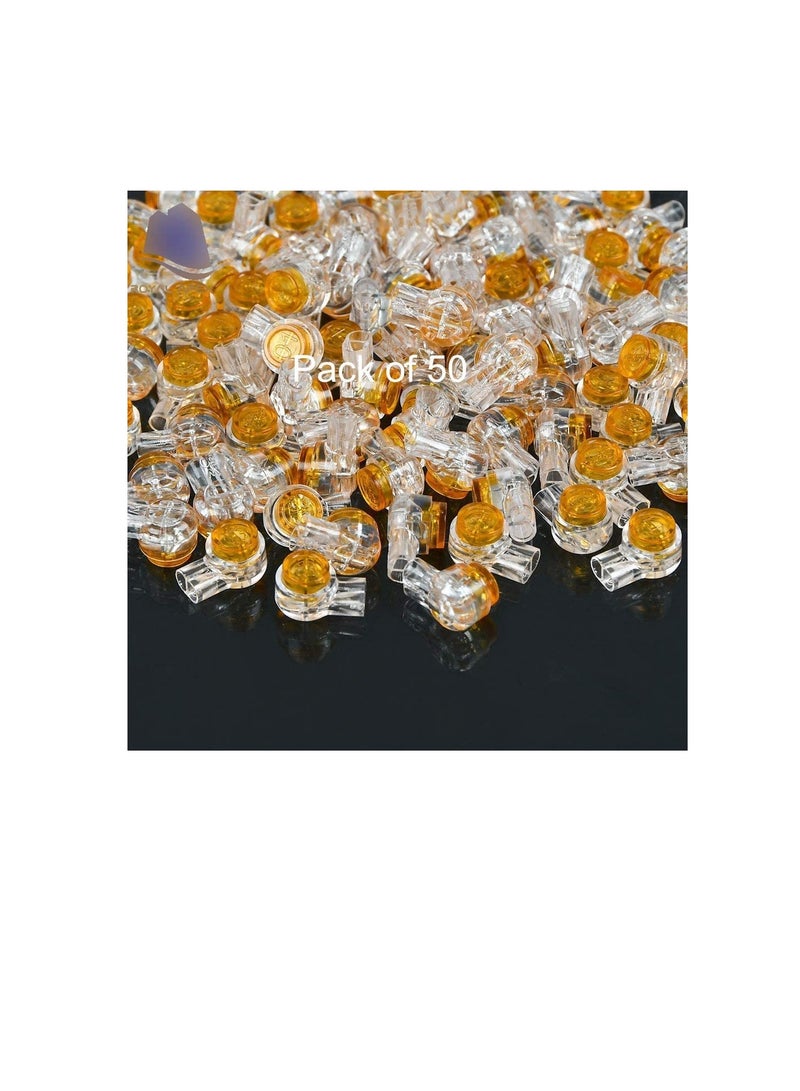UY Wire Connector, Waterproof Gel-Filled Orange Clear Button Telephone Wire Connectors UY Butt Splice Connector & Network Cable Terminals (Pack of 50) - Image 1