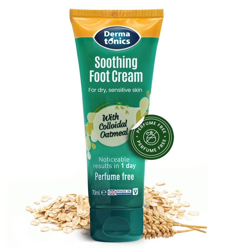 Dermatonics Soothing Foot Cream 10 Urea wColloidal Oatmeal Exfoliating Softening Balm Moisturizer for Dry Cracked Heels Rough Skin Rehydrating for Feet Elbows Hands 237 fl oz Tube