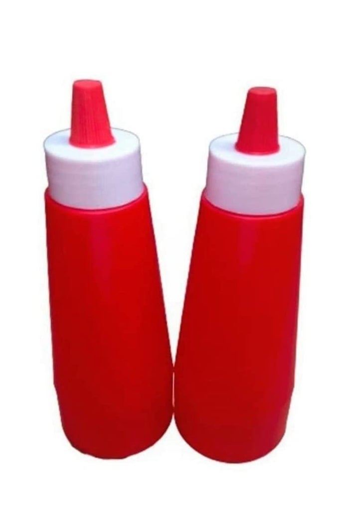 REUSABLE SQUEEZY SAUCE BOTTLE FOOD GRADE KETCHUP BOTTLE FREEZER SAFE 400 ML RED COLOR PACK OF 2