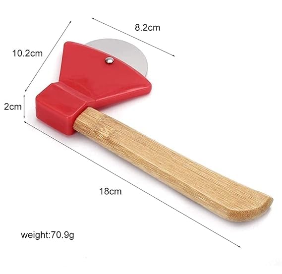 Vroxy Pizza Axe Cutter with Natural Bamboo Handle Perfect for Home Cooks Pizza Slicer Pizza Peeler Pizza Slicing Knife for Home Use 1Pcs - Image 2