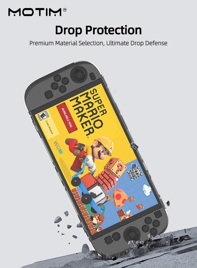 موتيم حافظة شفافة قابلة للتثبيت لجهاز Nintendo Switch 2 Case (2025) مع واقي شاشة من الزجاج المقوى، 2 في 1، ممتص للصدمات، مضاد للخدش، غطاء TPU صلب مقاوم للانزلاق، حافظة واقية لحمل جهاز التحكم Joy-Con - Image 5