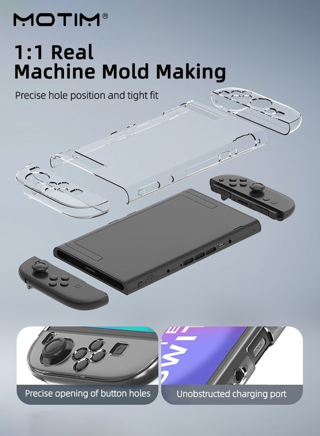 موتيم حافظة شفافة قابلة للتثبيت لجهاز Nintendo Switch 2 Case (2025) مع واقي شاشة من الزجاج المقوى، 2 في 1، ممتص للصدمات، مضاد للخدش، غطاء TPU صلب مقاوم للانزلاق، حافظة واقية لحمل جهاز التحكم Joy-Con - Image 3