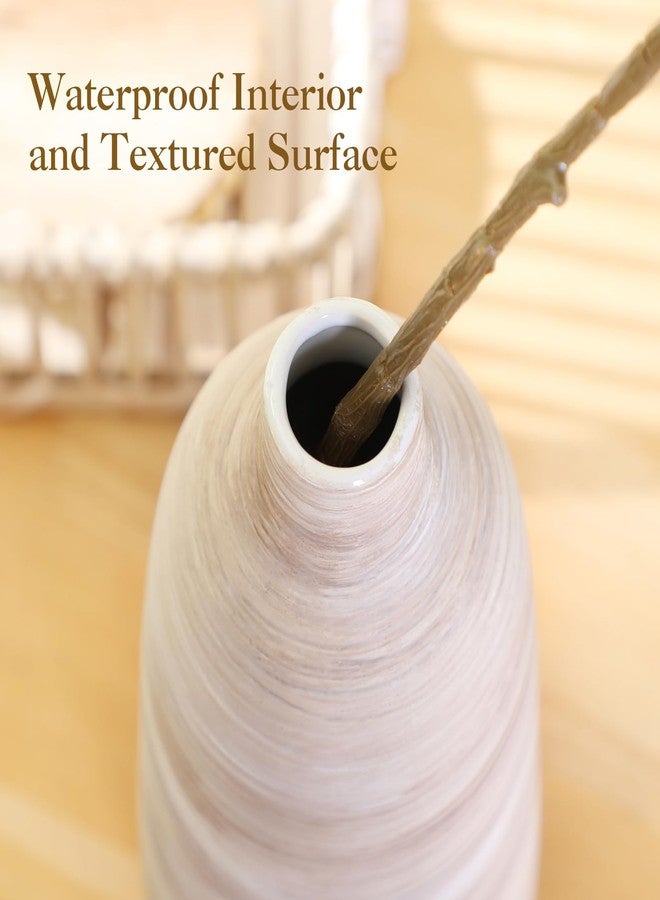 ألما مزهرية أرضية كبيرة جدًا مقاس 18 بوصة لتزيين غرفة المعيشة، وعاء طبيعي لنبات البامباس الطويل، قطع مركزية بلون كريمي بيج لإضفاء لمسة جمالية محايدة على الغرفة، ديكور منزلي عصري من منتصف القرن، ديكور ريفي - Image 5