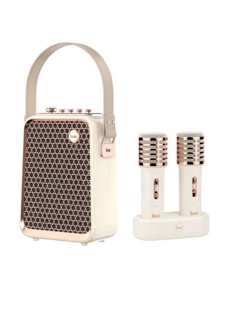 Divoom Divoom SongBird Portable Karaoke Speaker with Dual Wireless Microphones White  - Image 1