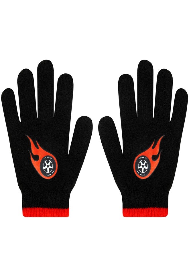 Hot Wheels Boys One Size Black Checkered Winter Hat and Gloves Set - Image 3