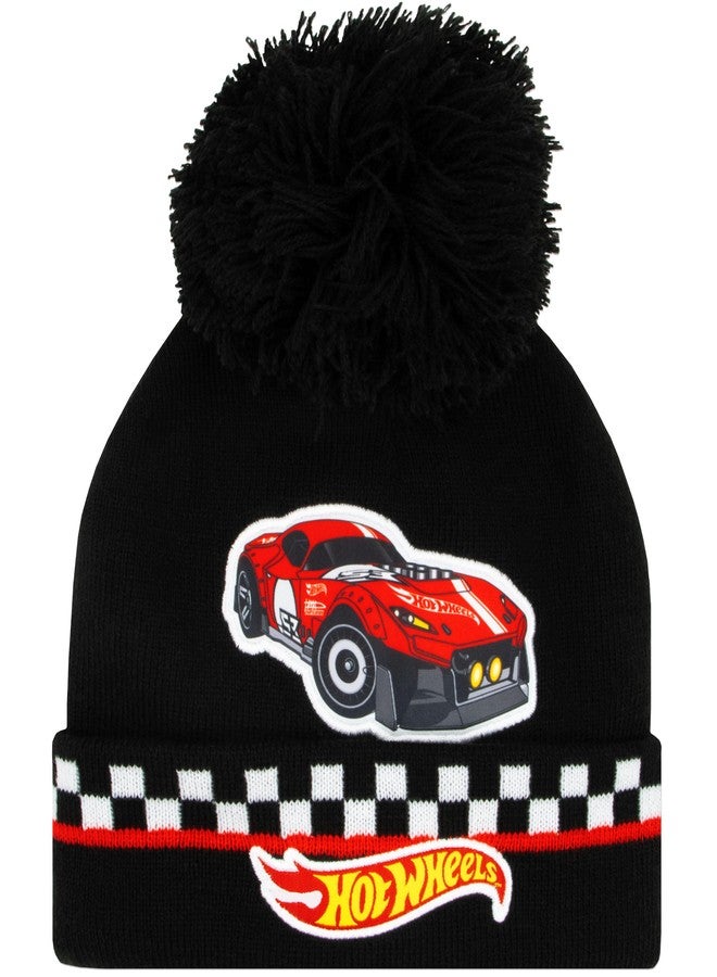 Hot Wheels Boys One Size Black Checkered Winter Hat and Gloves Set - Image 2