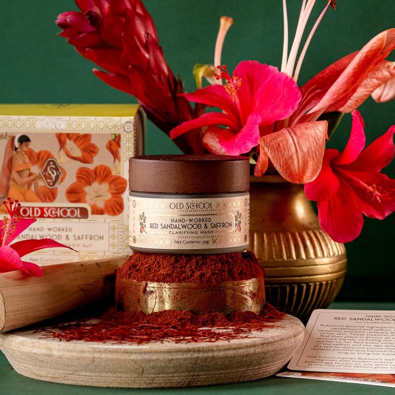 Old School Rituals HandWorked Red Sandalwood Saffron Clarifying Mask Face Mask for Glowing Brightening Skin Clay Mask for Open Pores AcneProne Skin 50g - Image 2