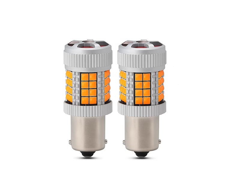 Automaze Canbus 1156 BAU15S 150 Degree PY21W LED Car Bulb, 12000 RPM Silent Turbo Fan, 23W 2553LM, High Brightness Turn Signal/Reverse Light, 1-Year Warranty (Amber, Pack of 2) - Image 1