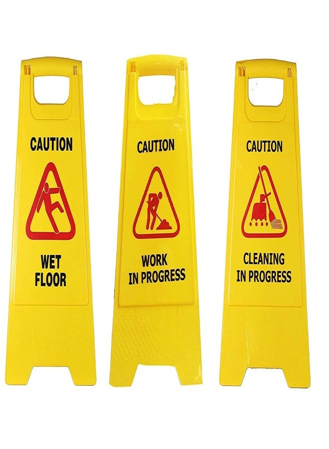 Amigos Store™Cleaning in Progress, Wet Floor and Work in Progress Sign Board for Office, Mall, Hotel, Hospital, Commercial Buildings and Industrial Areas for Housekeeping and Maintenance- Pack of 3 - Image 1
