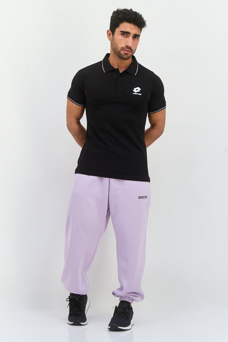 LOTTO Men Sportswear Fit Short Sleeves Outdoor Polo Shirt, Black - Image 4