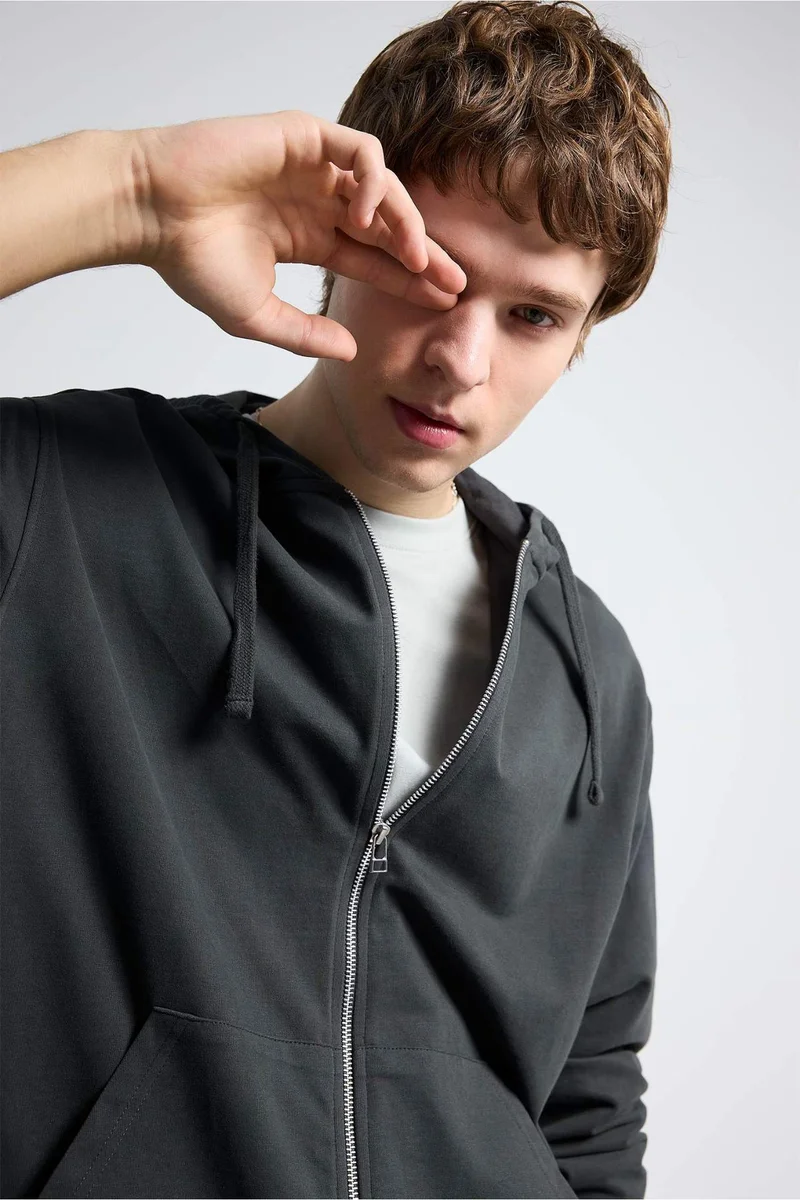 Defacto  Relax Fit Hooded Cardigan for Men | Best Price UAE