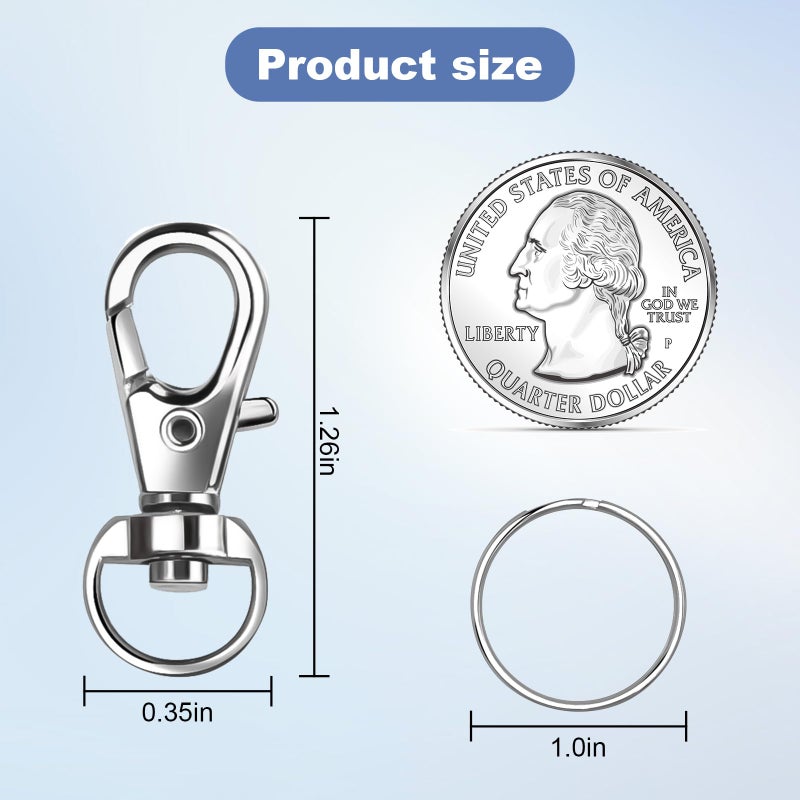 Logosophia 50 PCS Premium Keychain Making Kit - 25 Keychain Clips & 25 Key Rings, Metal Swivel Lobster Claw Clasps, for Jewelry Clasps&Name tag - Image 3