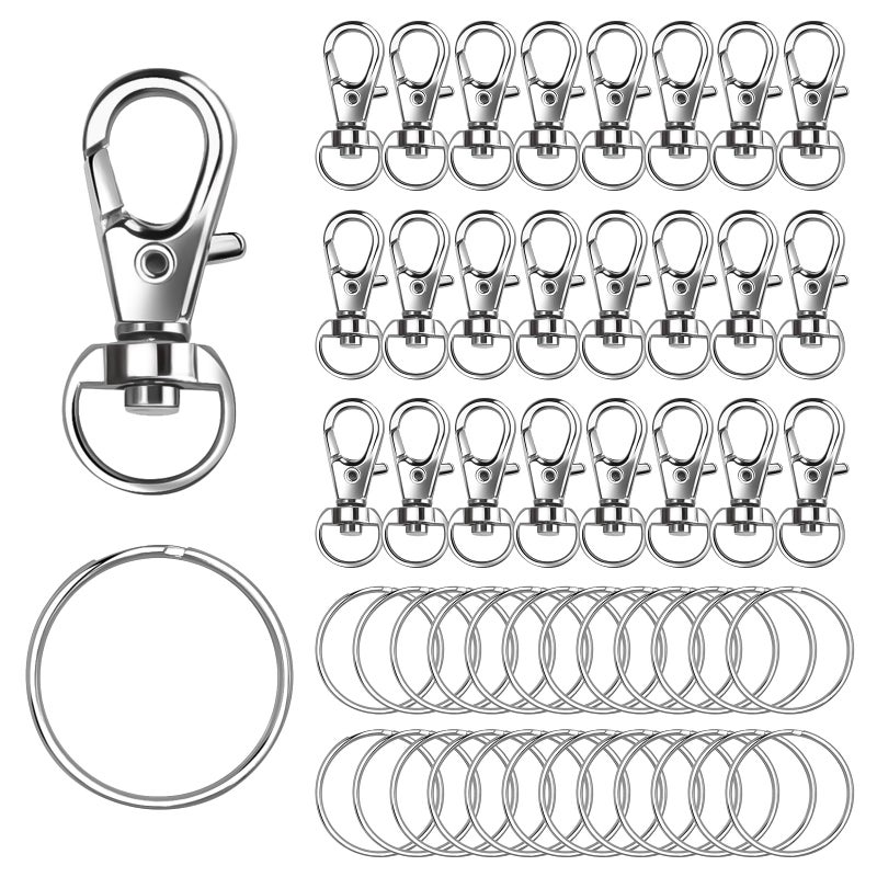 Logosophia 50 PCS Premium Keychain Making Kit - 25 Keychain Clips & 25 Key Rings, Metal Swivel Lobster Claw Clasps, for Jewelry Clasps&Name tag - Image 1