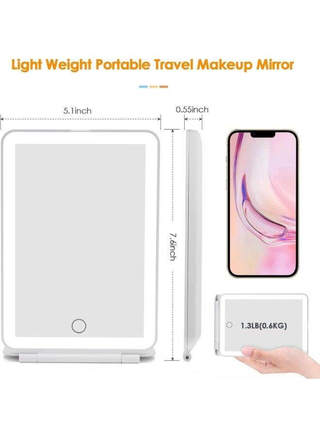 Arabest Rechargeable Travel Makeup Mirror 72 LED Lighted Compact Slim Vanity with Lights 3 Lighting Modes Dimmable Touch Screen (White) - Image 3