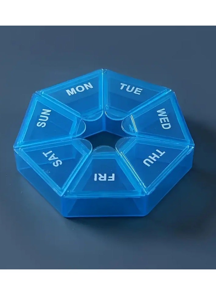 حرابي ميد منظم حبوب الدواء المحمول ٧ أيام - أزرق - حقيبة أدوية مقاومة للماء والرطوبة بسعة كبيرة للفيتامينات وزيت السمك والمكملات الغذائية - صندوق تخزين مناسب للسفر - Image 2