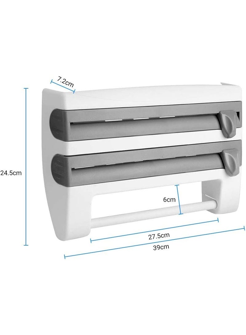 Wall mounted 4-in-1 wall-mount paper towel holder bathroom tissue roll hanger toilet paper roll holder kitchen spice rack roll holder towel paper dispenser organizer shelf with foil film cling cut - Image 4