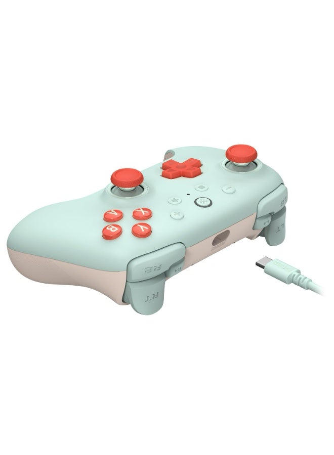 8بت دو وحدة تحكم سلكية 8BitDo Ultimate 2C لأجهزة الكمبيوتر التي تعمل بنظامي التشغيل Windows و Android، مع معدل استطلاع يبلغ 1000 هرتز، وعصي تحكم تعمل بتأثير هول، ومحفزات هول، ومصدات L4/R4 قابلة لإعادة التعيين (أخضر/برتقالي). - Image 2