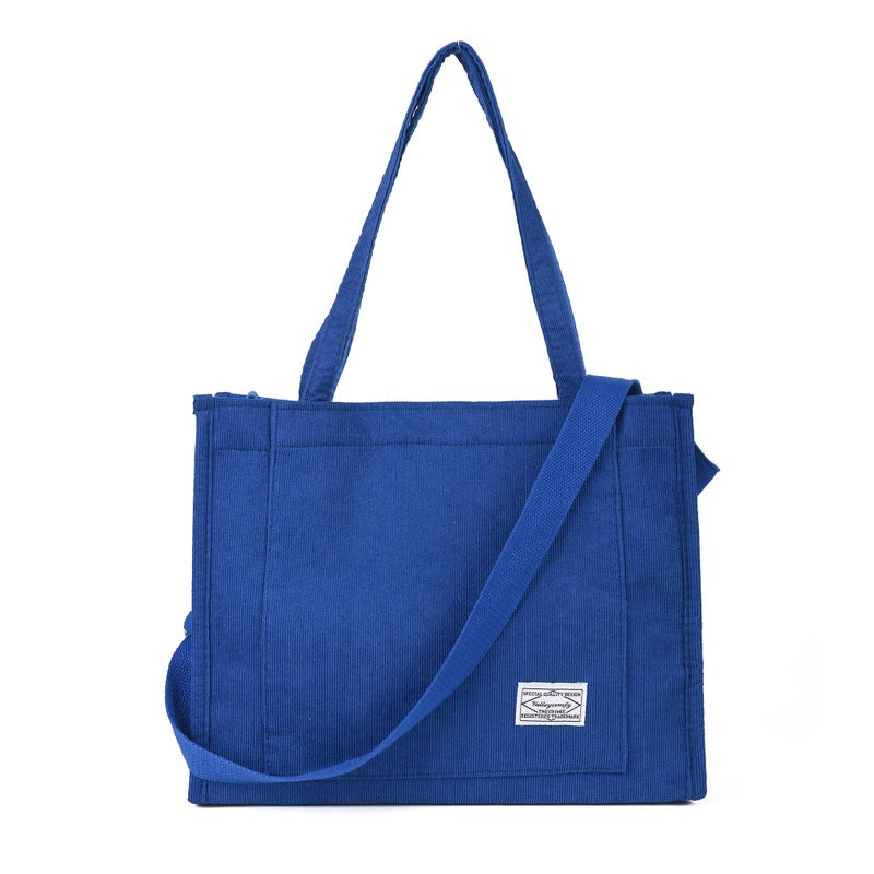 Valleycomfy Vintage Casual Corduroy Bags Crossbody Bag Purse for Women Travel Shoulder Bags Handbags Eco Bag (Large, Sapphire Blue) - Image 1
