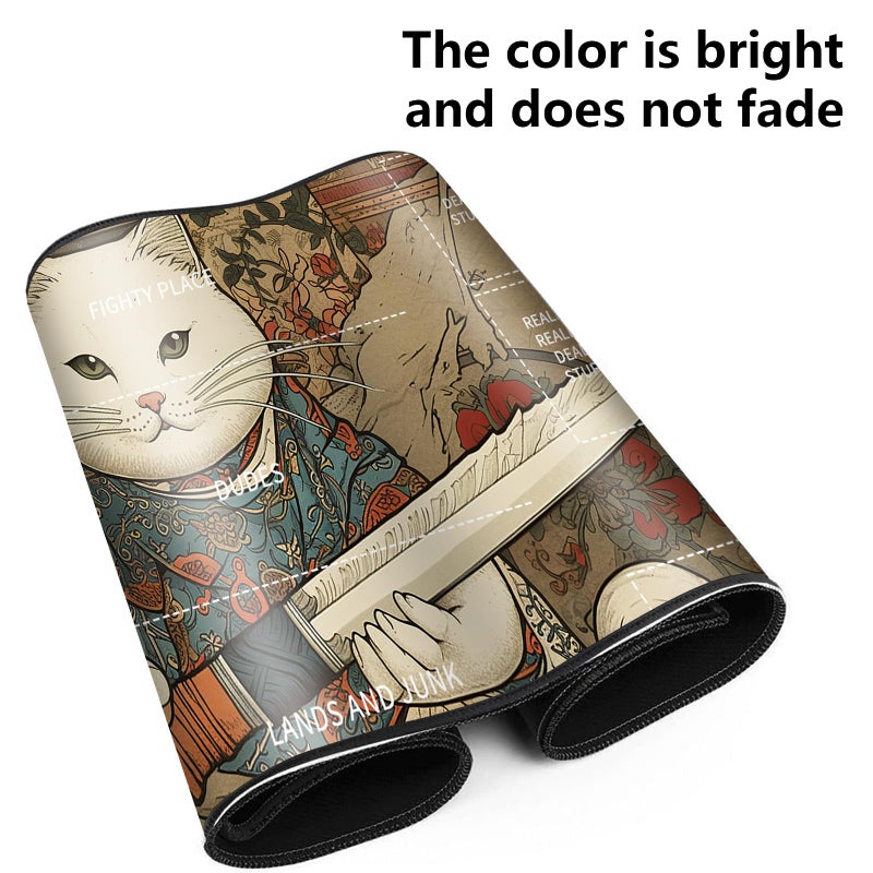 WZCJDHMJ Playmat for MTG,Card Playmat Stitched with Zones for MTG Card Game Playing, TCG and Board Game Mat for Cards,Mousepad Desk Mats,Game Mat 24 x 14 inches-Cat with Sword - Image 2