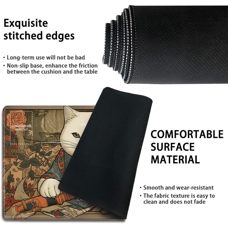 WZCJDHMJ Playmat for MTG,Card Playmat Stitched with Zones for MTG Card Game Playing, TCG and Board Game Mat for Cards,Mousepad Desk Mats,Game Mat 24 x 14 inches-Cat with Sword - Image 4