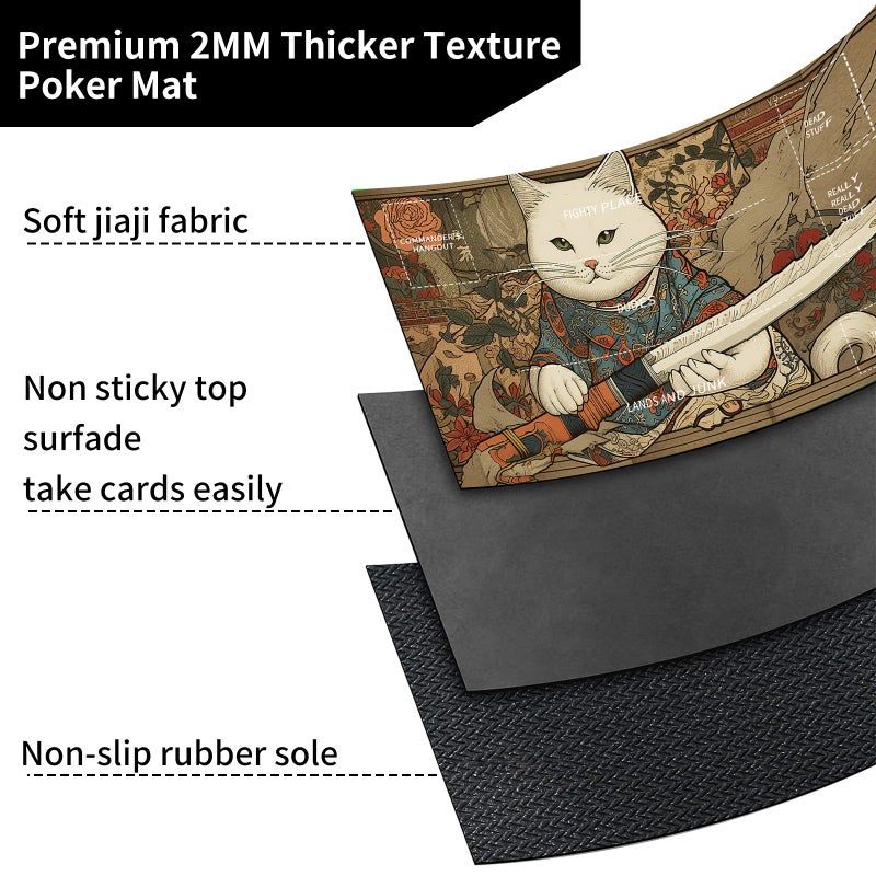 WZCJDHMJ Playmat for MTG,Card Playmat Stitched with Zones for MTG Card Game Playing, TCG and Board Game Mat for Cards,Mousepad Desk Mats,Game Mat 24 x 14 inches-Cat with Sword - Image 5