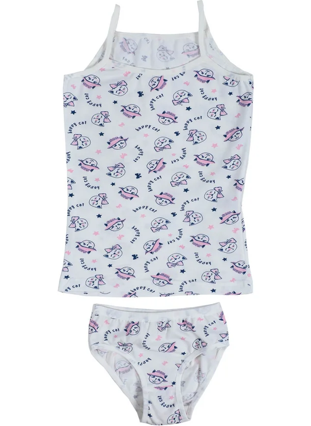 Hepsine Rakip Rivaling All Girls' String-Strapped Cotton Undershirt-Panties Set Flexible Cheerful