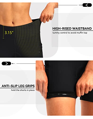 Bikewa Women's 4D Padded Bike Shorts Padding Riding Underwear Cycling Bicycle Road Mountain Biking Cycle Shorts for Women with Zipper Pockets(Black,M) - Image 3