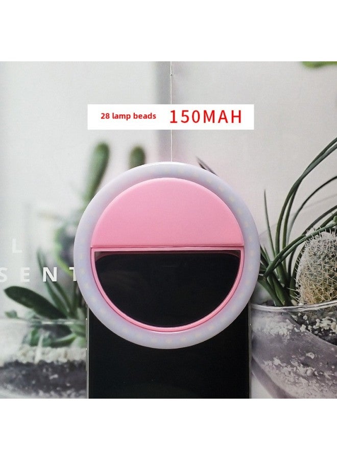 Rk12 Mobile Phone Fill Light Usb Round Charging Fill Light Beauty Selfie Mobile Phone Fill Light Wholesale-Color:High Quality: Pink 28 Lamp Beads (150 MA)  - Image 1