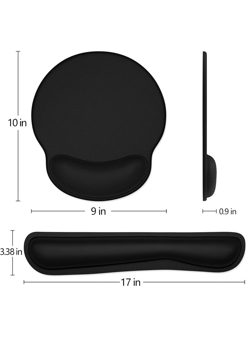 Keyboard Wrist Rest and Mouse Pad with Wrist Support, Memory Foam Wrist Rests for Keyboard and Mouse Set, Ergonomic Wrist Pad with Non Slip Base for Easy Typing & Pain Relief,Jet Black - Image 4