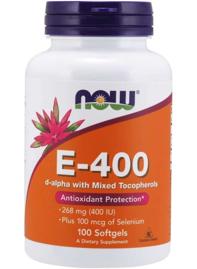 Now Foods E-400 Mixed Tocopherols & Selenium Softgels 100'S - Image 1
