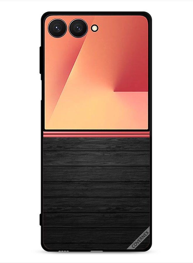 Covernex Samsung Galaxy Z Flip7 Protective Case Cover Dark Wooden Pattern - Image 1