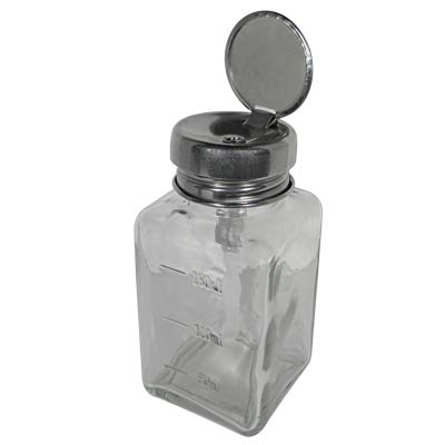 DL Professional Clear Glass Pump Dispenser Bottle with Metal Cap and Measuring Scales 6oz / 180ml (DL-C334) - Image 4