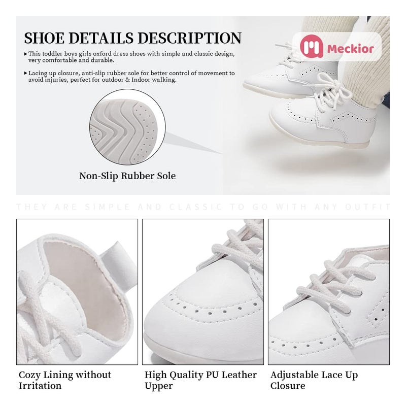 Meckior Infant Baby Boys Girls Classic PU Leather Wedding Loafers Brogue Toddler Oxford Dress Shoes First Steps Walking Flat Lazy Crib Shoe - Image 4