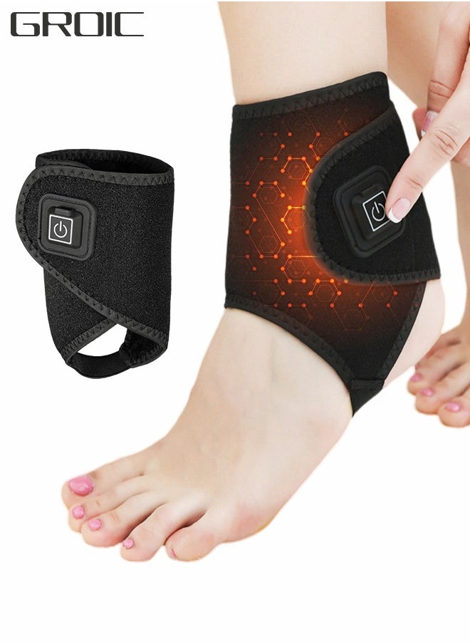 GROIC - Heated Ankle Brace Wrap - Ankle Support Wrap with 3 Level Controller for Stabiling Ligaments, Soothe Achy Feet, Reduce Swelling, Pain Relief for Sprains, Arthritis, Torn Tendons,Black - Image 1