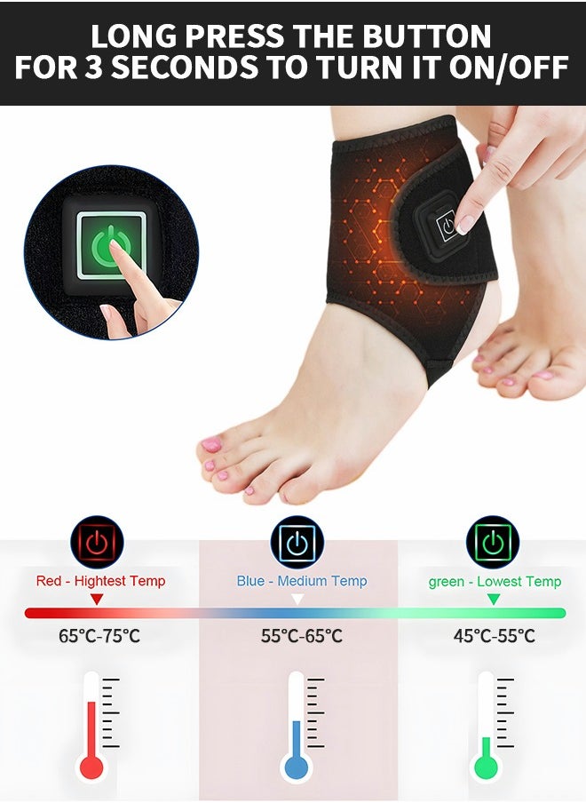 GROIC - Heated Ankle Brace Wrap - Ankle Support Wrap with 3 Level Controller for Stabiling Ligaments, Soothe Achy Feet, Reduce Swelling, Pain Relief for Sprains, Arthritis, Torn Tendons,Black - Image 1