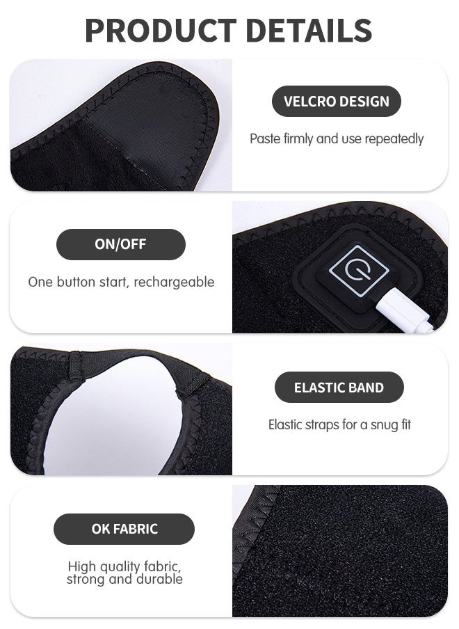 GROIC - Heated Ankle Brace Wrap - Ankle Support Wrap with 3 Level Controller for Stabiling Ligaments, Soothe Achy Feet, Reduce Swelling, Pain Relief for Sprains, Arthritis, Torn Tendons,Black - Image 1