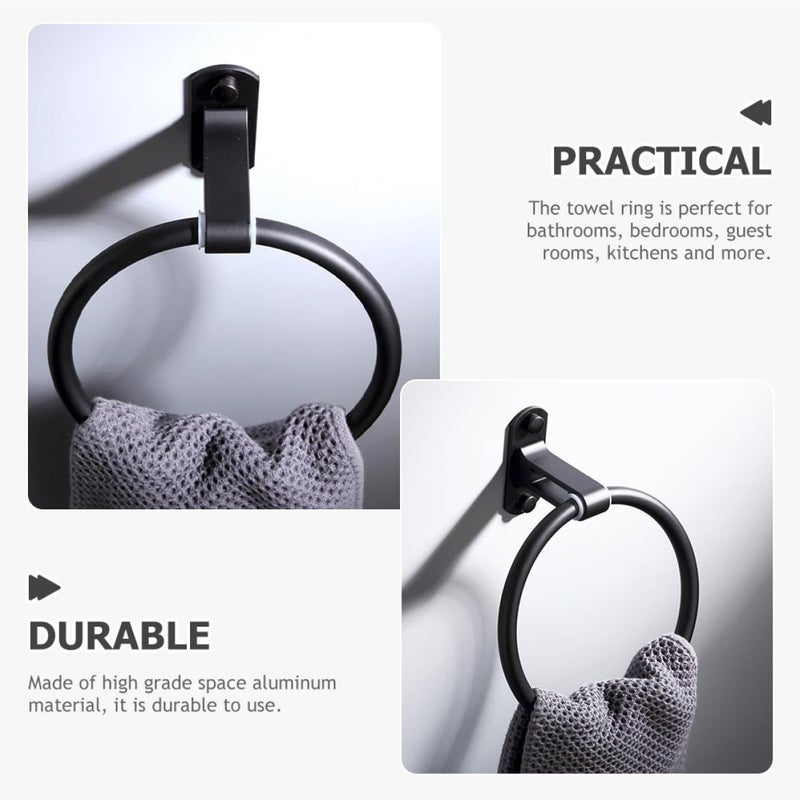 Matte Black Aluminum Wall Towel Rack for Bathroom Kitchen Home Decor - Image 4