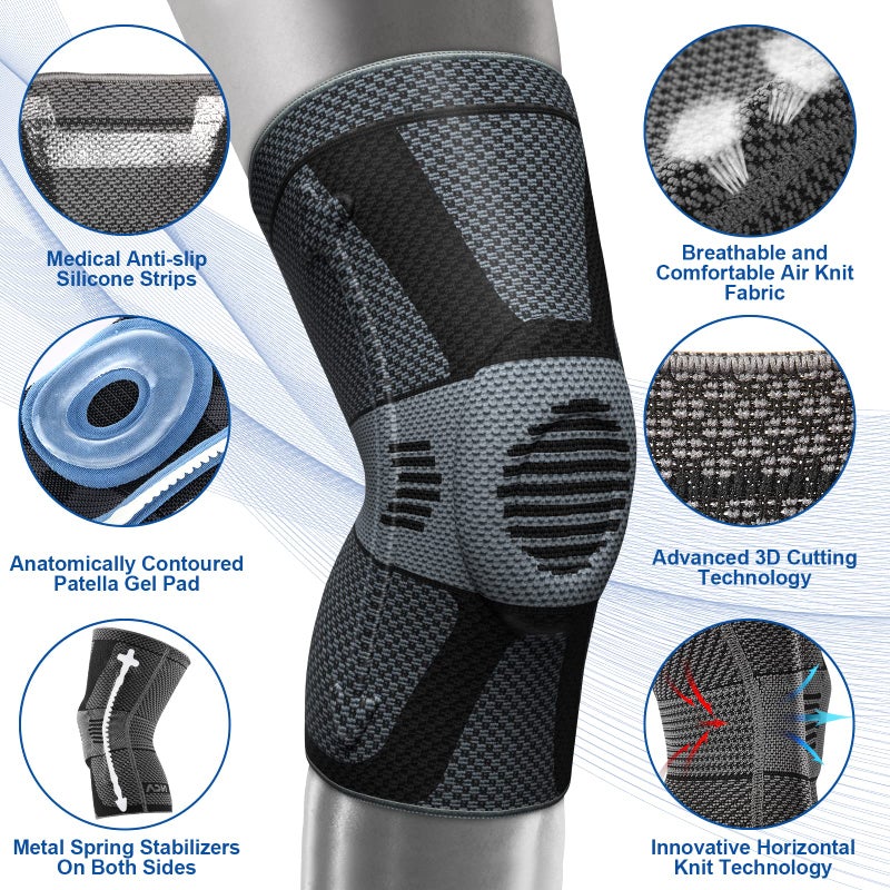 NEENCA Professional Knee Brace for Pain Relief, Medical Knee Compression Sleeve, Knee Support with Horizontal Knit Tech for Meniscus Tear, ACL, Arthritis, Joint Pain, Runner, Workout- FSA/HSA APPROVED - Image 2