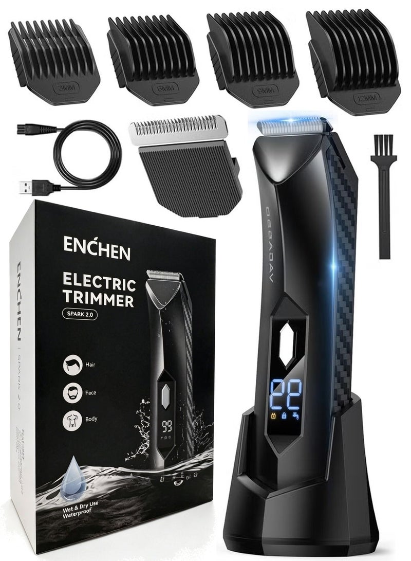 ENCHEN Body Hair Trimmer for Men,  Groin Trimmer/Shaver, IPX7 Waterproof Wet/Dry Groomer with LED Light, Replaceable Ceramic Blade Heads, USB Dock, Men’s Ball Shaver - Image 1