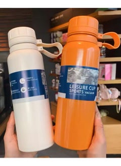 QSHOP QSHOP® Vacuum Insulated Stainless Steel Thermal Bottle with Silicone Strap 800ml Leak Proof Coffee Tea Sports Bottle for Travel to Keep Drinks Hot or Cold  - Image 3