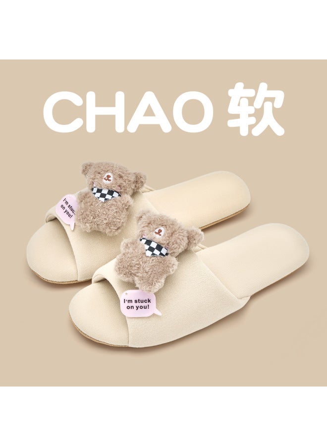 Style Silent Slippers For Women, Summer Soft-soled Noiseless Indoor Home Slippers For Couples, Suitable For All Seasons, Wooden Floor Non-slip Men's Sandals