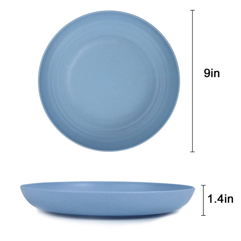 Homienly Deep Dinner Plates Set of 8 Alternative for Plastic - Microwave & Dishwasher Safe Wheat Straw Plates with 4 Colors (Fresh Light, 9 inch) - Image 2