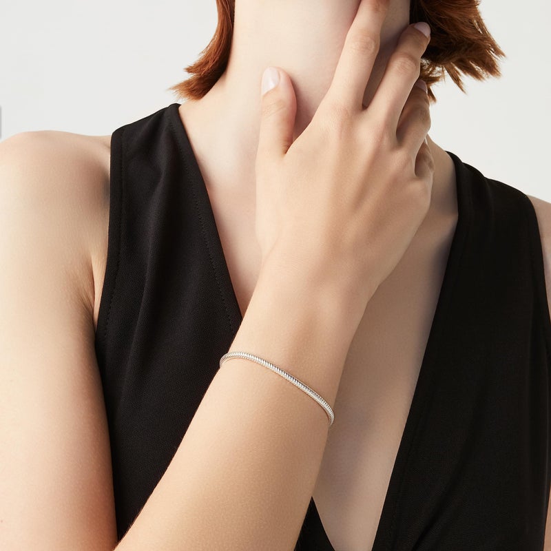 Miabella Italian 925 Sterling Silver Solid 3mm Snake Chain Bracelet for Women Men, Made in Italy (Length 7.5 Inches) - Image 3