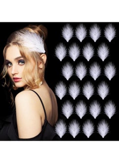 Geyoga 24 Pcs Flapper Headpiece White Feather Hair Clip Elegant Feather Headpiece Feather Hair Accessories Party Flapper Accessories For Women Girl Bridal Wedding  - Image 1